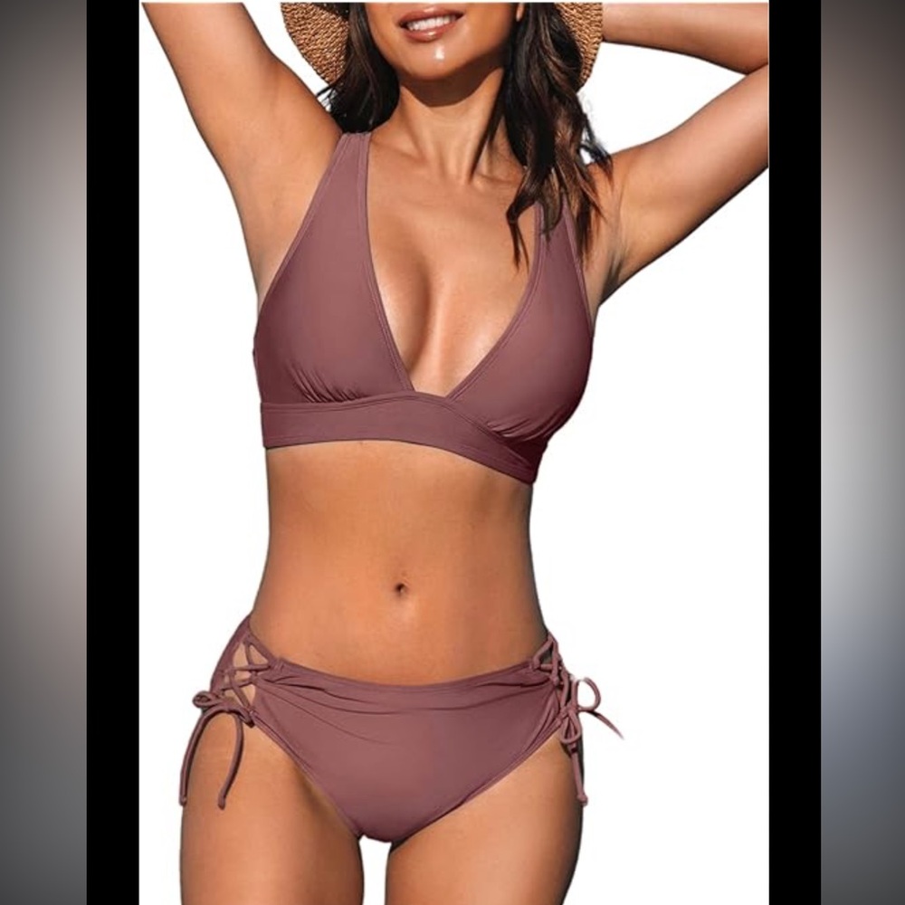 Cupshe Brown Bikini Set with Adjustable Side Ties
